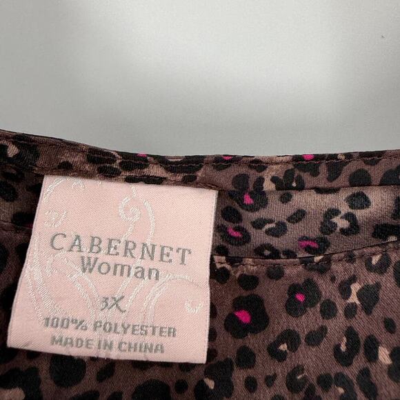 Cabernet Brown Animal Print Scoop Neck Wide Straps Short Night Gown Size 3x - Picture 4 of 8
